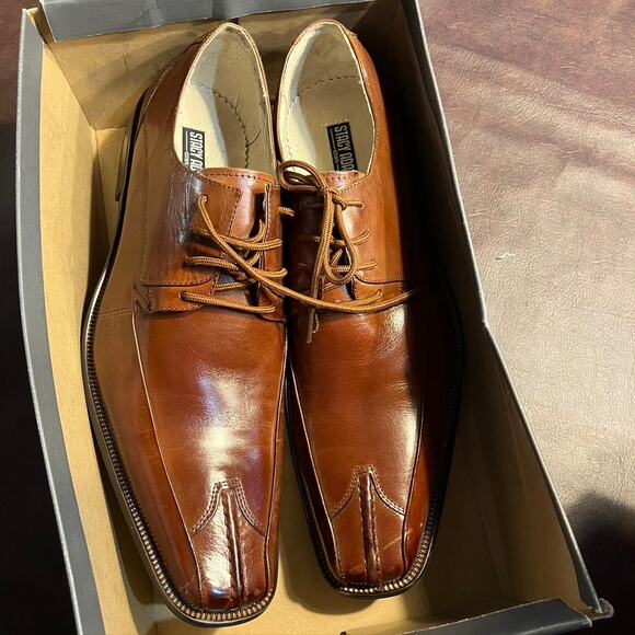 New Stacy Adams Square Toe Lace Up Dress Shoe Men's 10.5 M‎ Cognac Brown - Picture 15 of 15